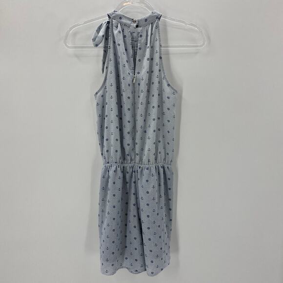 MAISON JULES Bicycle Print Sleeveless High Neck Romper Womens Size S Summer - Picture 2 of 10